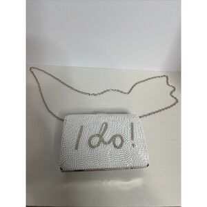 I Do Bride Beaded Clutch Handbag With Metal Strap